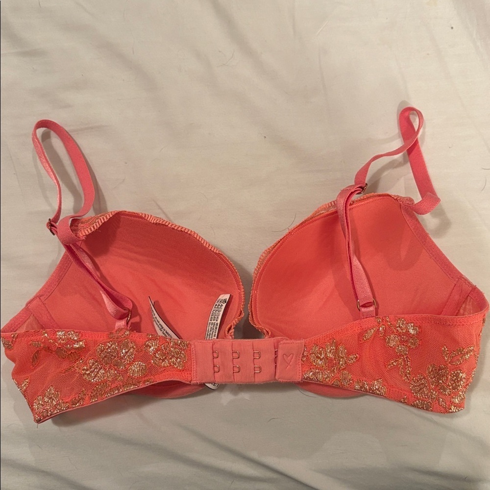 Victoria’s Secret Dream Angels Push-Up Bra 34B Coral Gold Lace - Picture 5 of 5